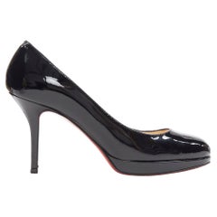 CHRISTIAN LOUBOUTIN - Escarpins à talons hauts à bouts ronds en brevet noir EU36