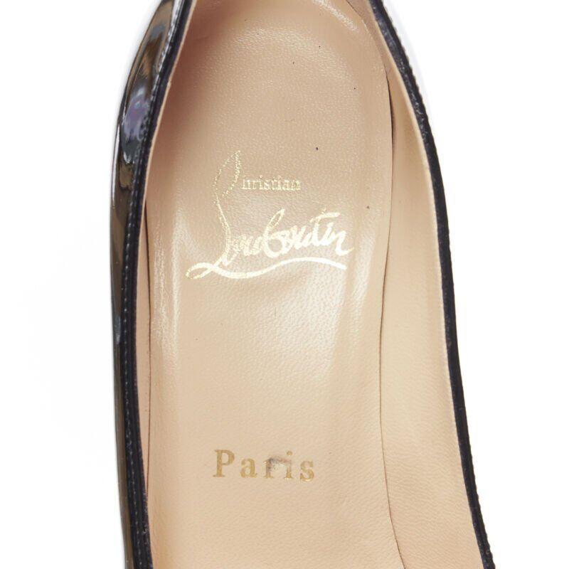 CHRISTIAN LOUBOUTIN black patent platform round toe high heel pump EU36 US6 5