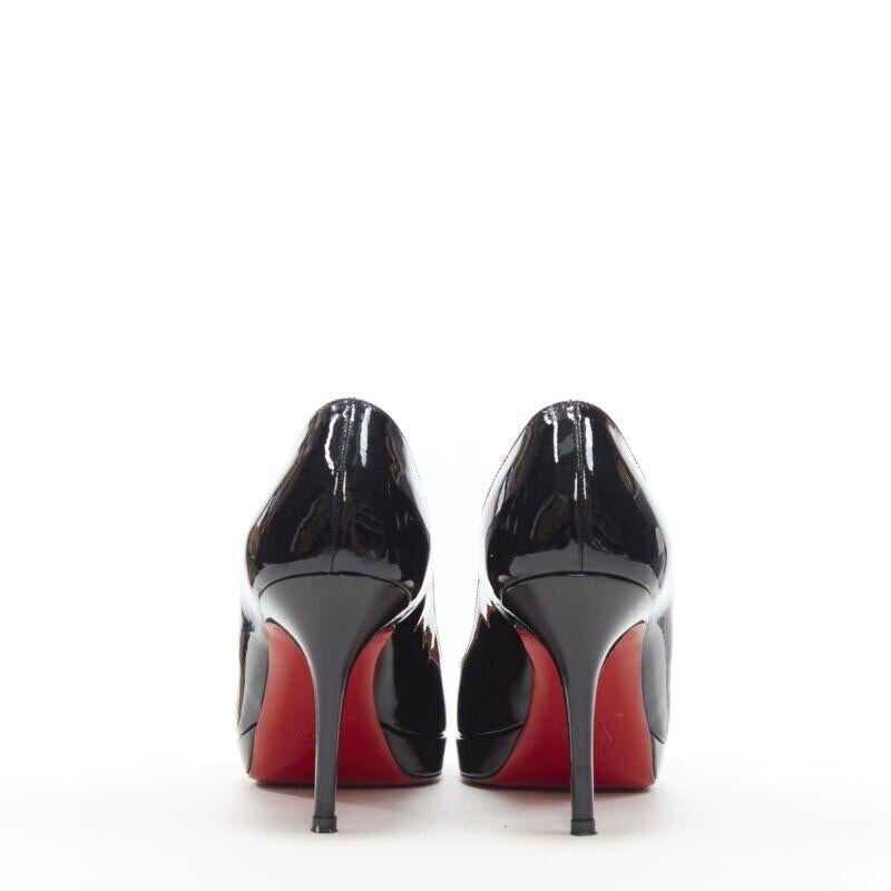 Black CHRISTIAN LOUBOUTIN black patent platform round toe high heel pump EU36 US6