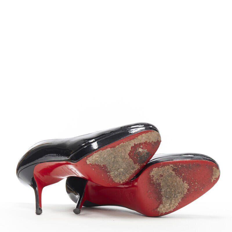 CHRISTIAN LOUBOUTIN black patent platform round toe high heel pump EU36 US6 1