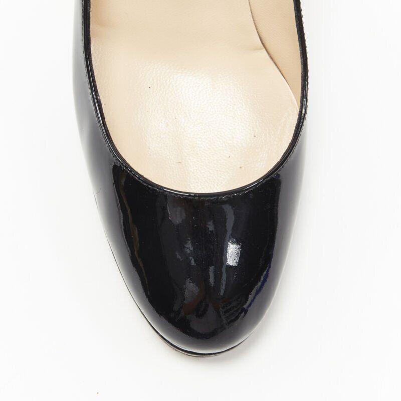 CHRISTIAN LOUBOUTIN black patent platform round toe high heel pump EU36 US6 2