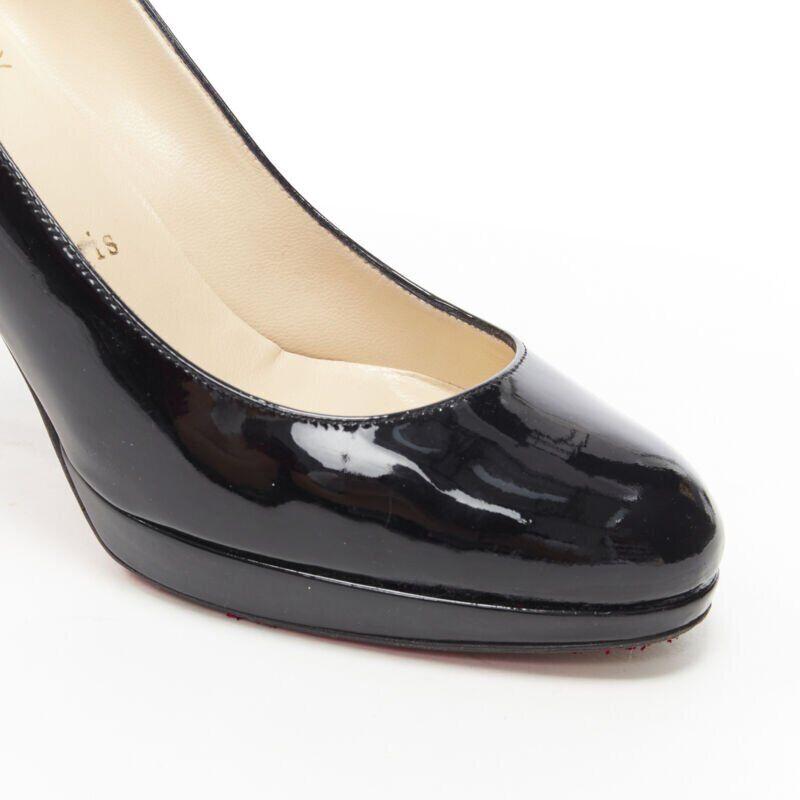 CHRISTIAN LOUBOUTIN black patent platform round toe high heel pump EU36 US6 3