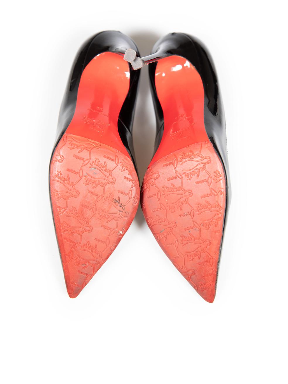 Women's Christian Louboutin Black Patent Point Toe Heels Size IT 39 For Sale