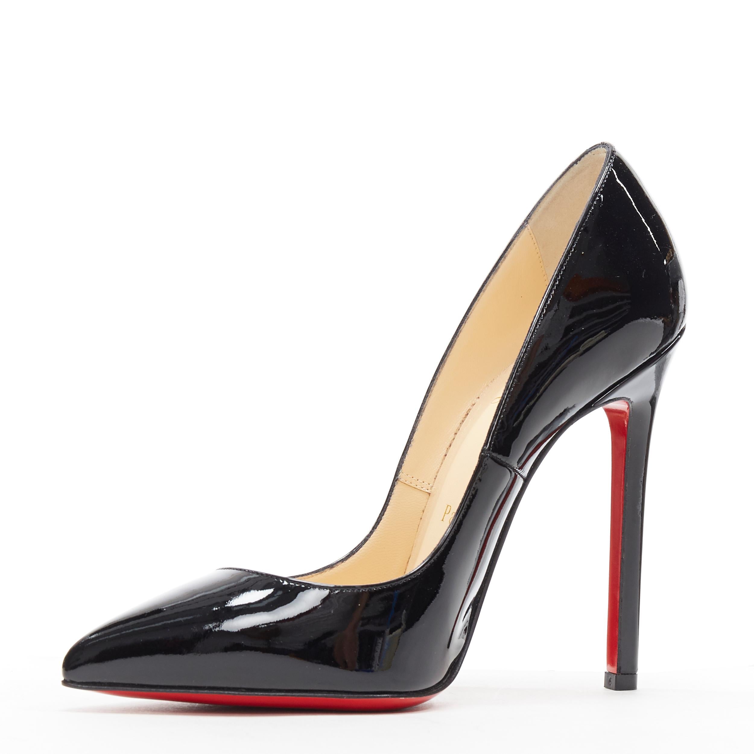 CHRISTIAN LOUBOUTIN black patent pointed toe pigalle high heel pump EU36.5 In Excellent Condition In Hong Kong, NT