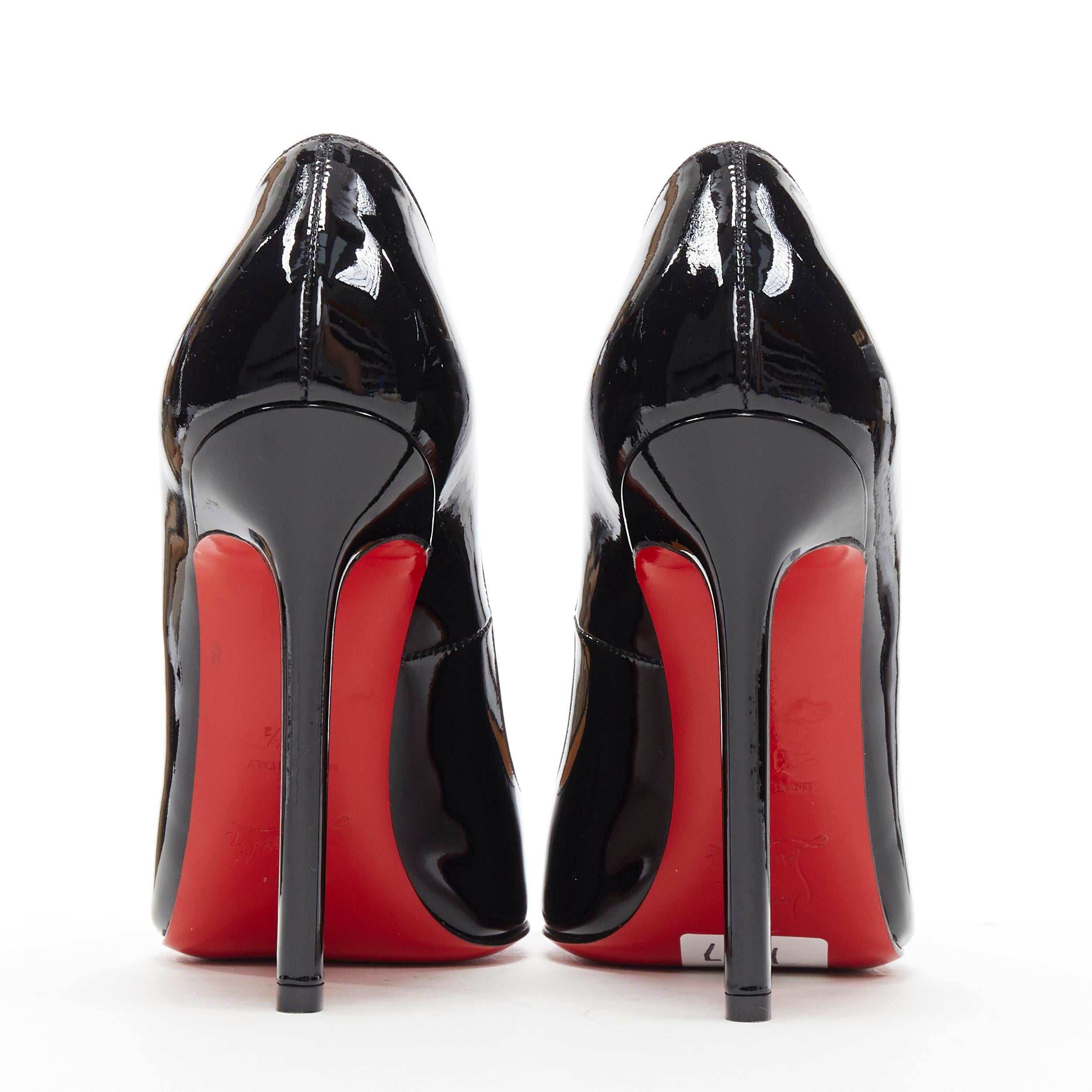 Women's CHRISTIAN LOUBOUTIN black patent pointed toe pigalle high heel pump EU36.5