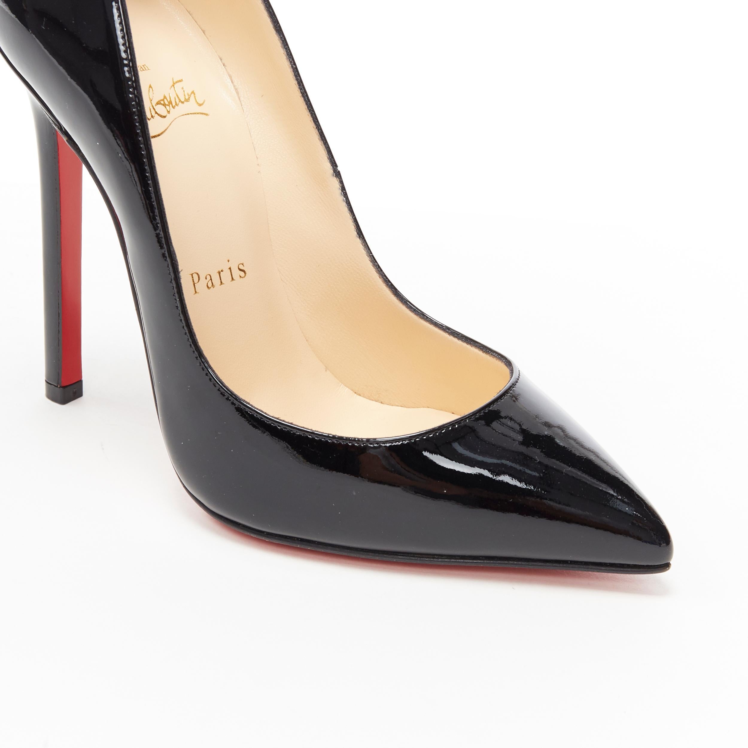 CHRISTIAN LOUBOUTIN black patent pointed toe pigalle high heel pump EU36.5 3