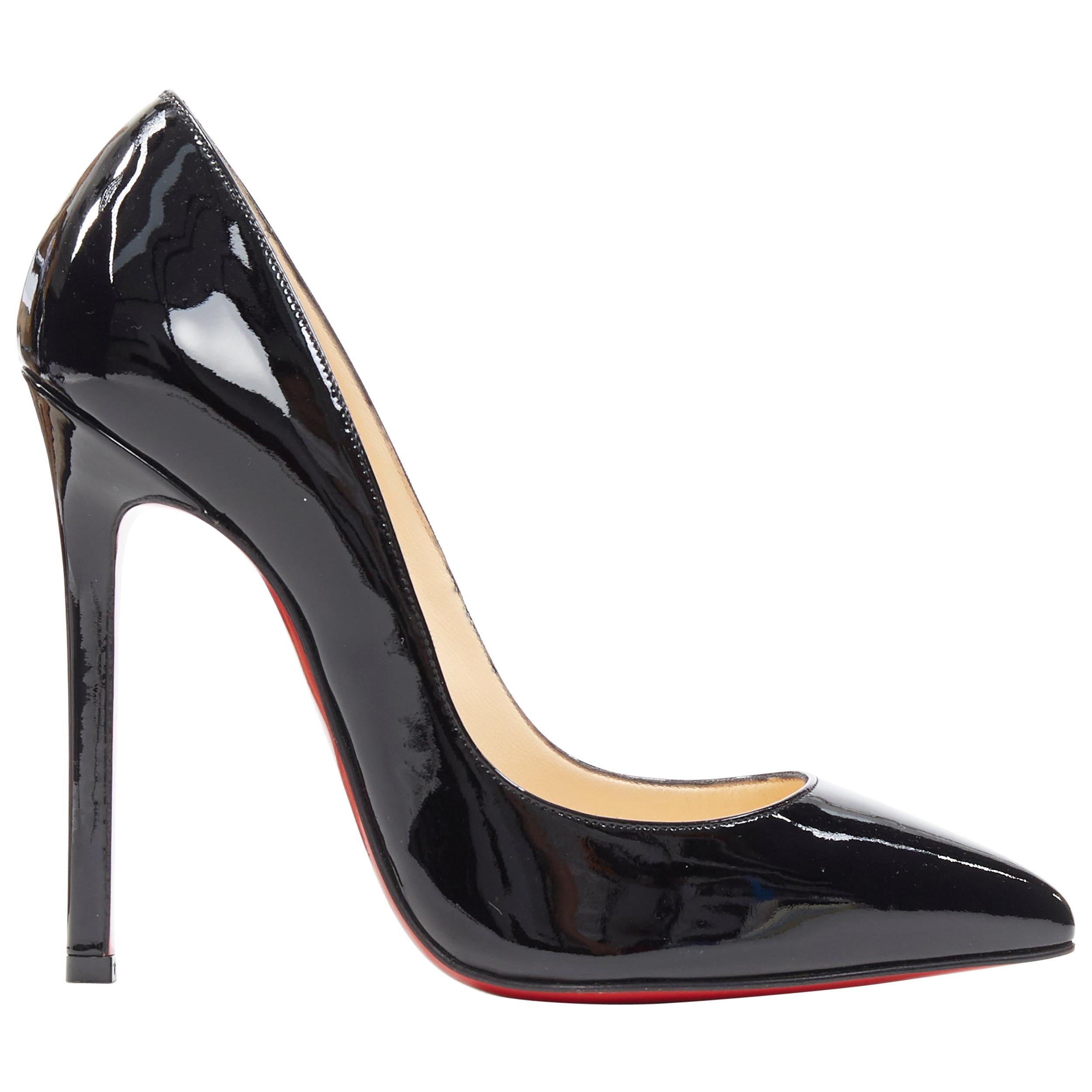 CHRISTIAN LOUBOUTIN black patent pointed toe pigalle high heel pump EU36.5