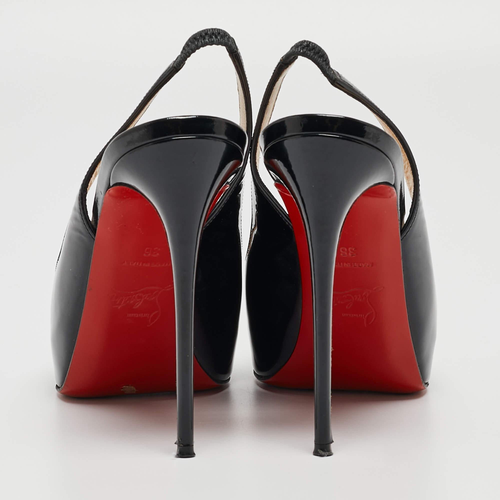 Christian Louboutin Black Patent Private Number Sandals Size 36 For Sale 2