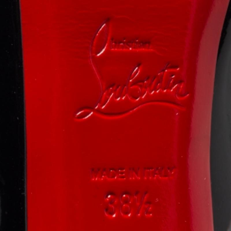 Women's Christian Louboutin Black Patent Rolando Pumps Size 38.5 For Sale