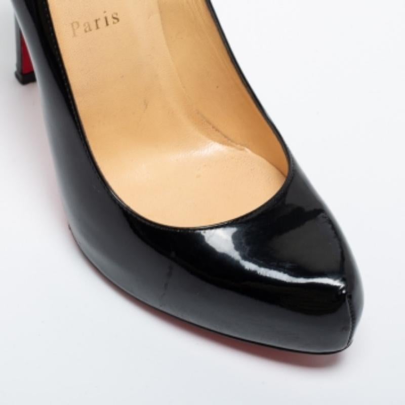 Christian Louboutin Black Patent Rolando Pumps Size 38.5 For Sale 1
