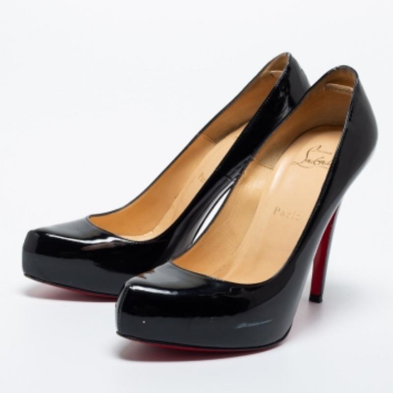Christian Louboutin Black Patent Rolando Pumps Size 38.5 For Sale 4