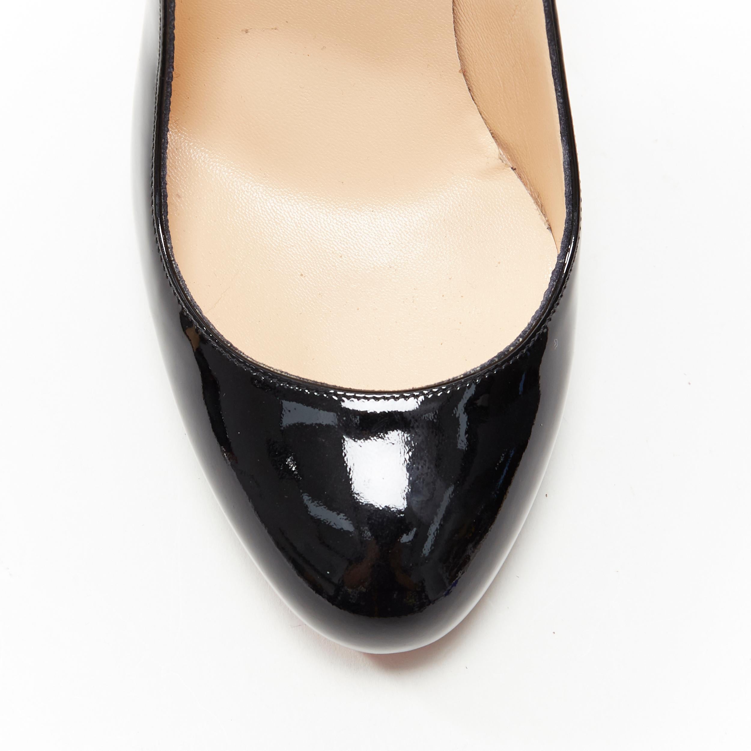 CHRISTIAN LOUBOUTIN negro charol punta redonda plataforma tacón alto EU37.5 2