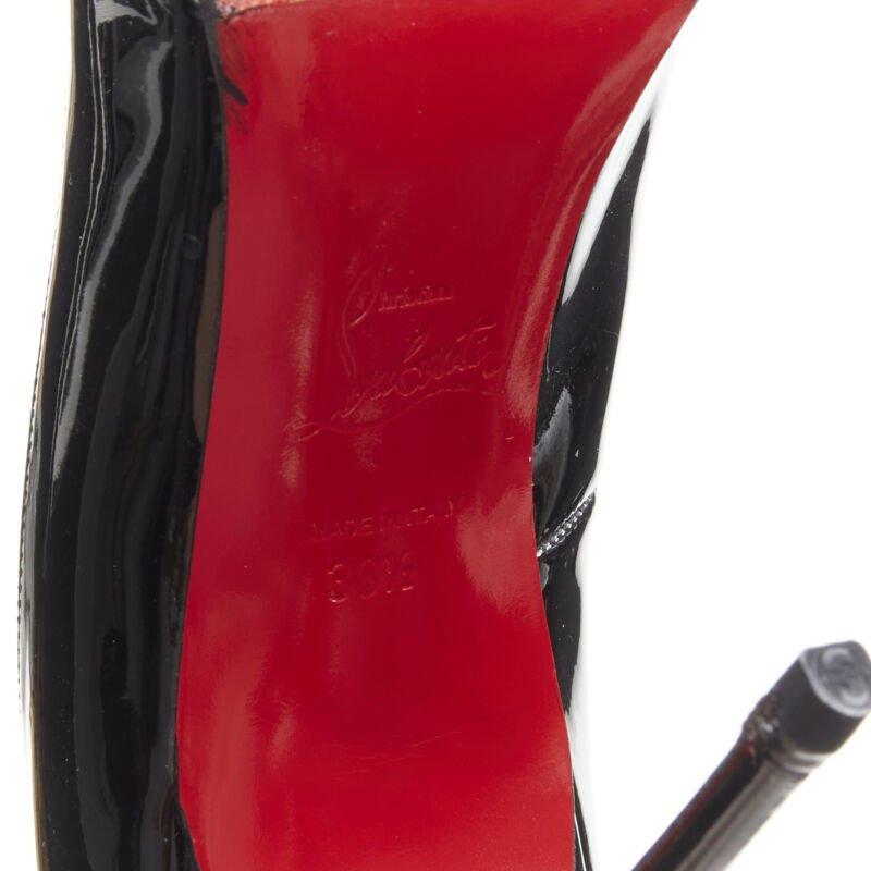 CHRISTIAN LOUBOUTIN - Escarpins classiques à pointe arrondie en brevet noir EU38,5 en vente 5