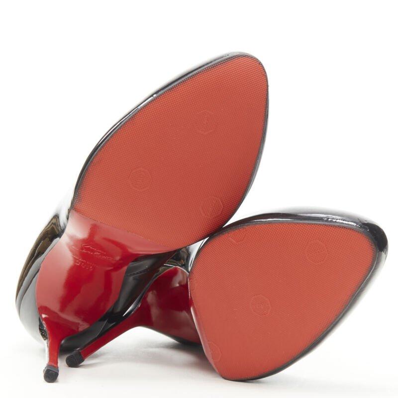CHRISTIAN LOUBOUTIN - Escarpins classiques à pointe arrondie en brevet noir EU38,5 en vente 6