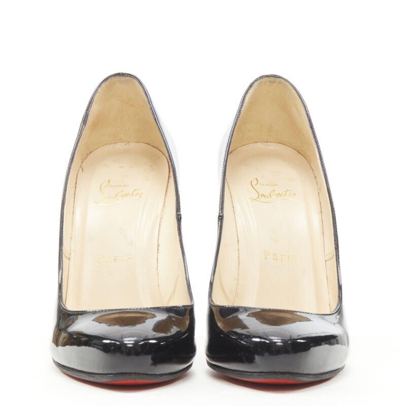 Noir CHRISTIAN LOUBOUTIN - Escarpins classiques à pointe arrondie en brevet noir EU38,5 en vente