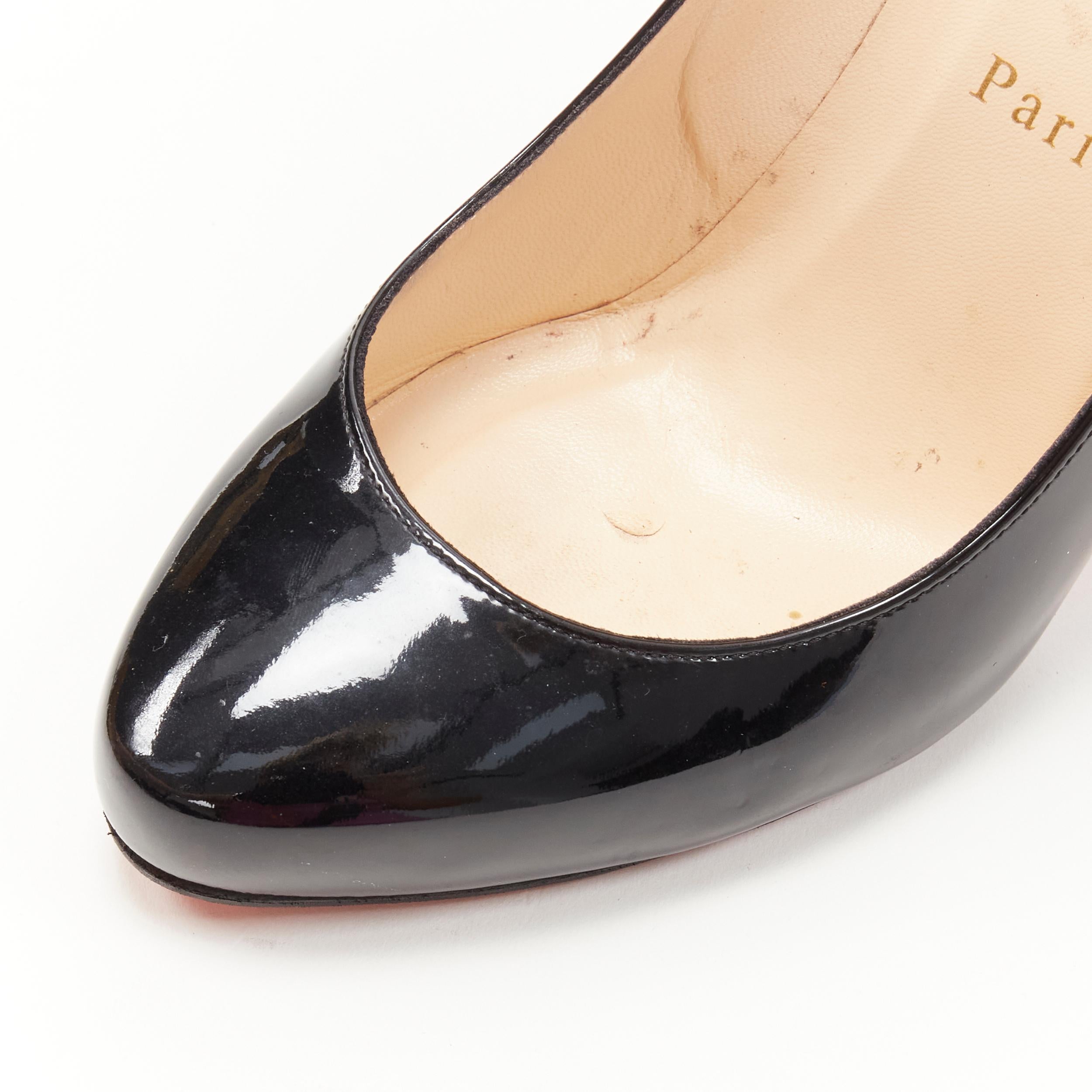 CHRISTIAN LOUBOUTIN black patent rounded point classic stiletto pump EU38.5 For Sale 1