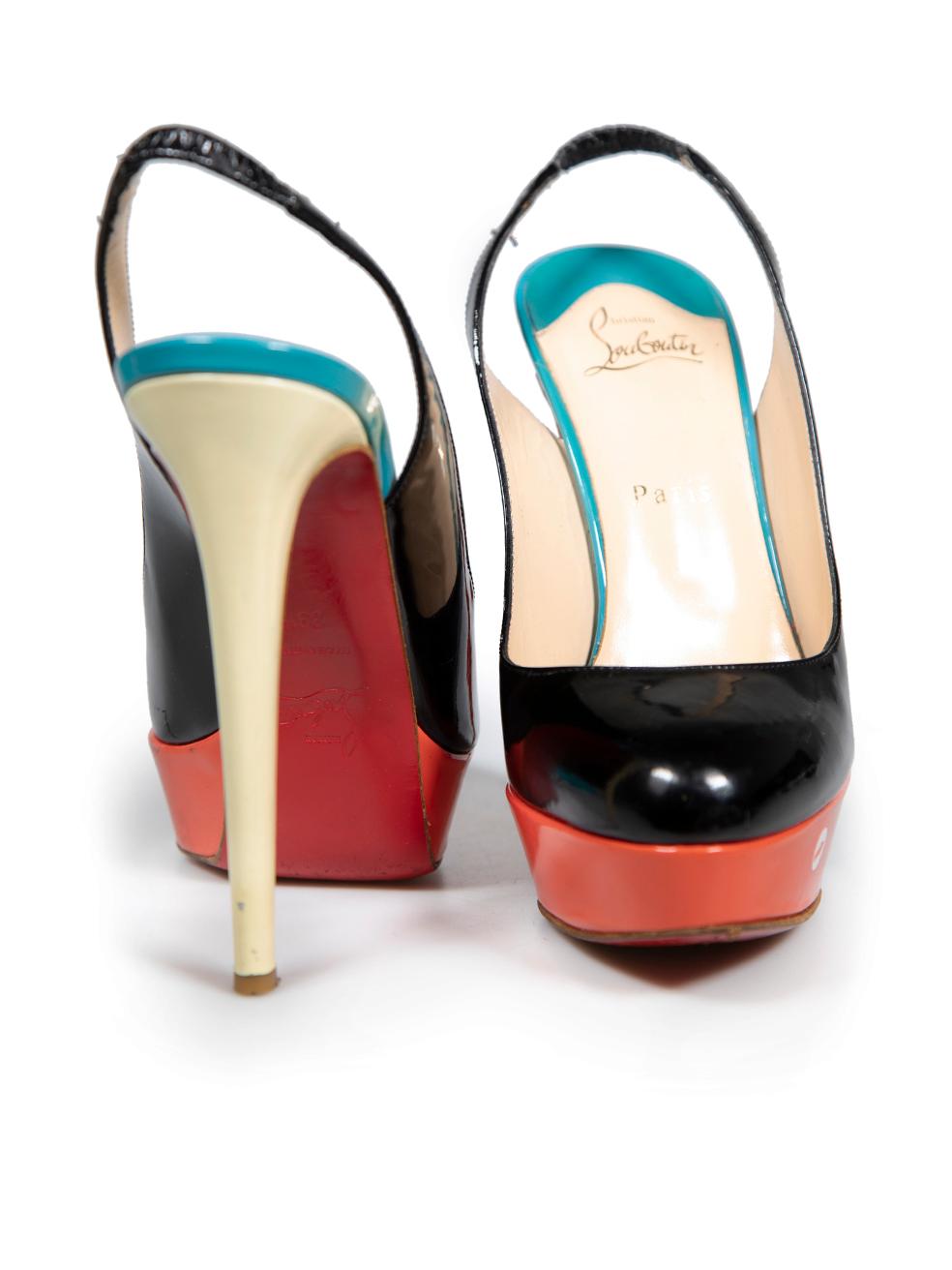 Christian Louboutin Black Patent Slingback Heels Size IT 39.5 In Good Condition For Sale In London, GB