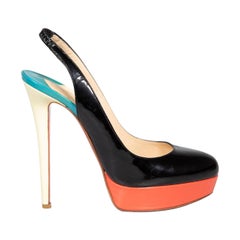 Christian Louboutin Black Patent Slingback Heels Size IT 39.5