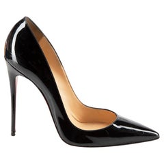 Used Christian Louboutin Black Patent So Kate Point Pumps Size IT 38.5