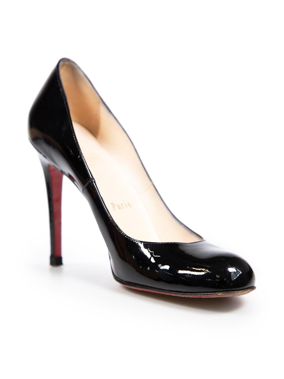 CONDITION is Very good. Minimal wear to pumps is evident. Minor scratches to the front of the shoes on the toe boxes and creasing to the leather at the front on both shoes on this used Christian Louboutin designer resale item. The item comes with
