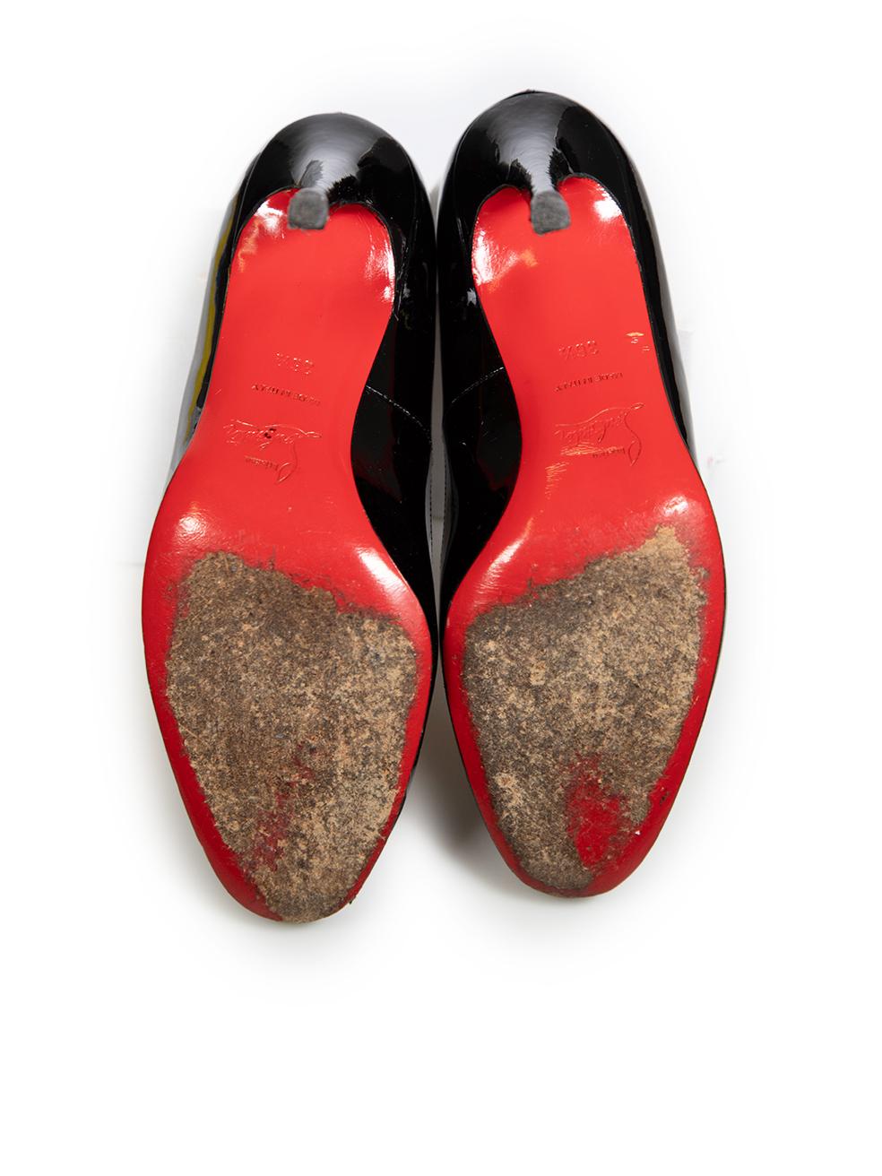 Women's Christian Louboutin Black Patent Stiletto Pumps Size IT 36.5