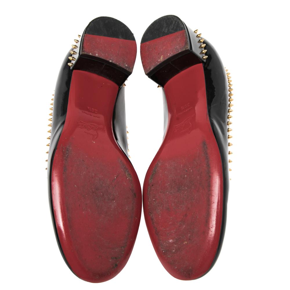 Women's Christian Louboutin Black Patent Treliliane Block Heel Pumps Size 39.5