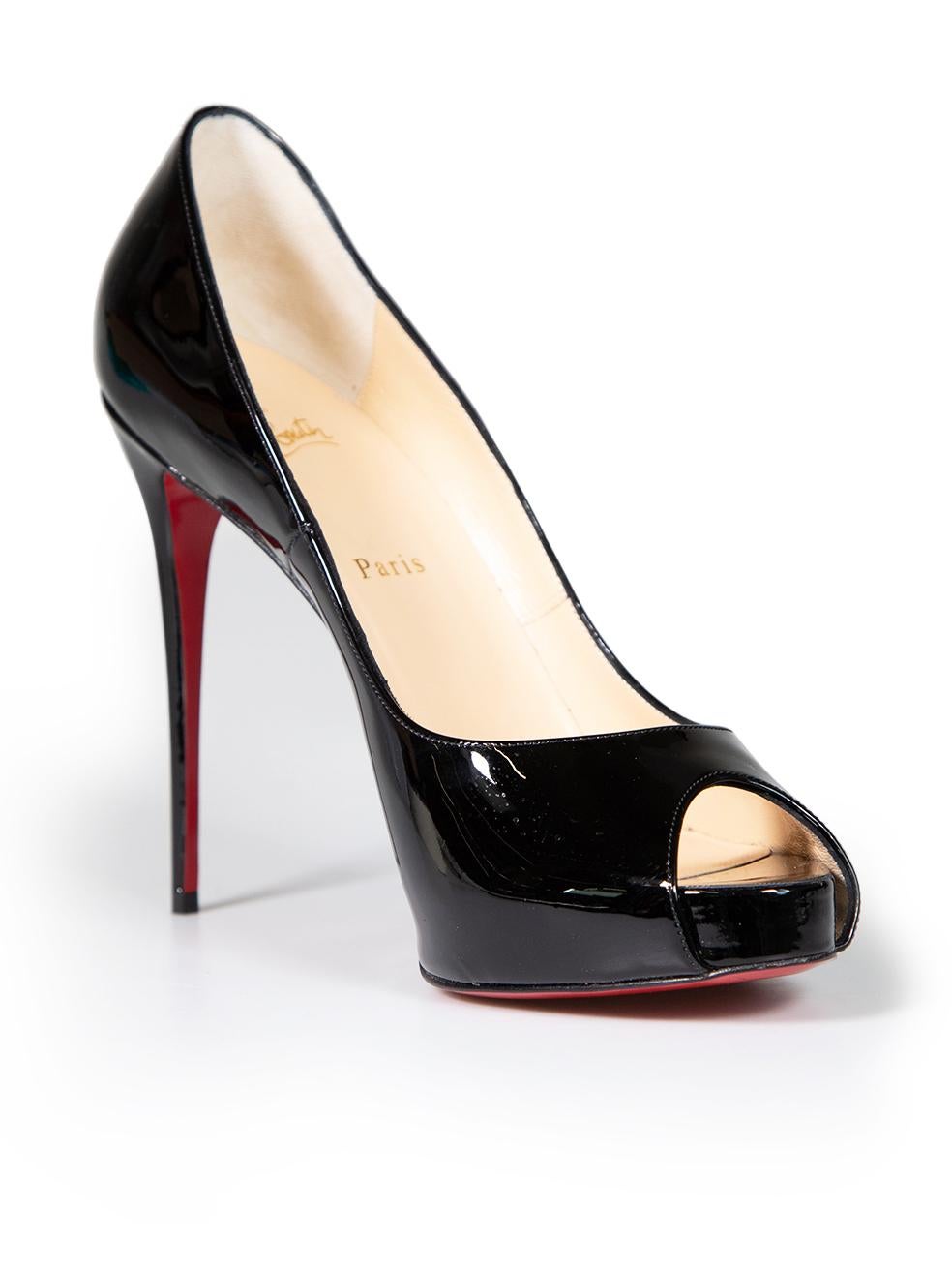 CONDITION is Very good. Minimal wear to heels is evident. Minimal wear to soles of both shoes on this used Christian Louboutin designer resale item. This item comes with original dust bag and shoebox.
 
 
 
 Details
 
 
 Model: Very Privé 120
 
