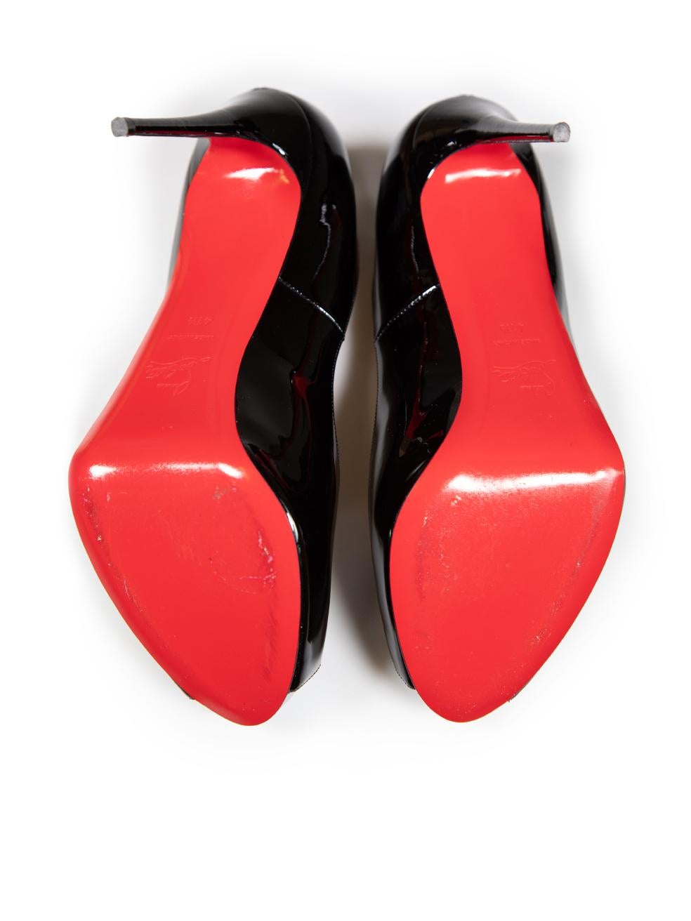 Women's Christian Louboutin Black Patent Very Privé 120 Heels Size IT 41.5 For Sale