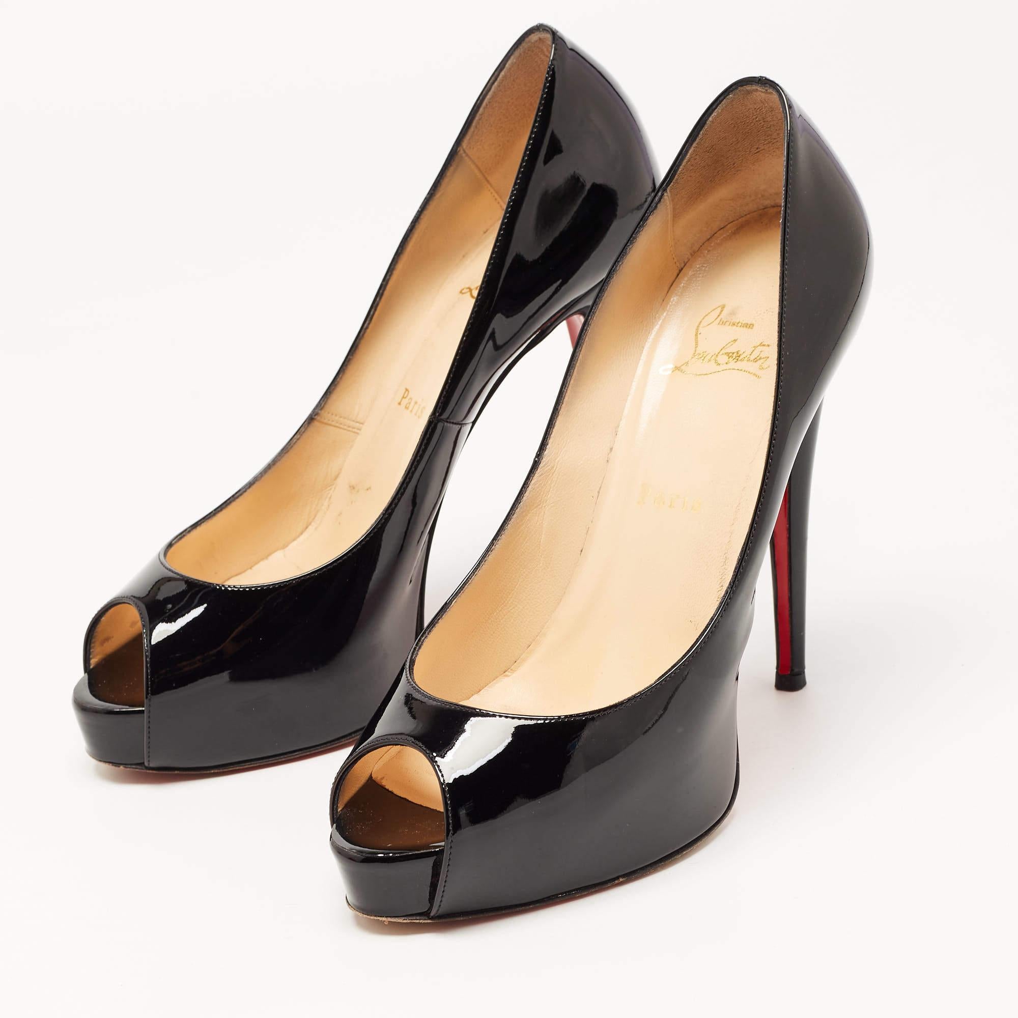 Christian Louboutin Black Patent Very Prive Pumps Size 40 For Sale 1