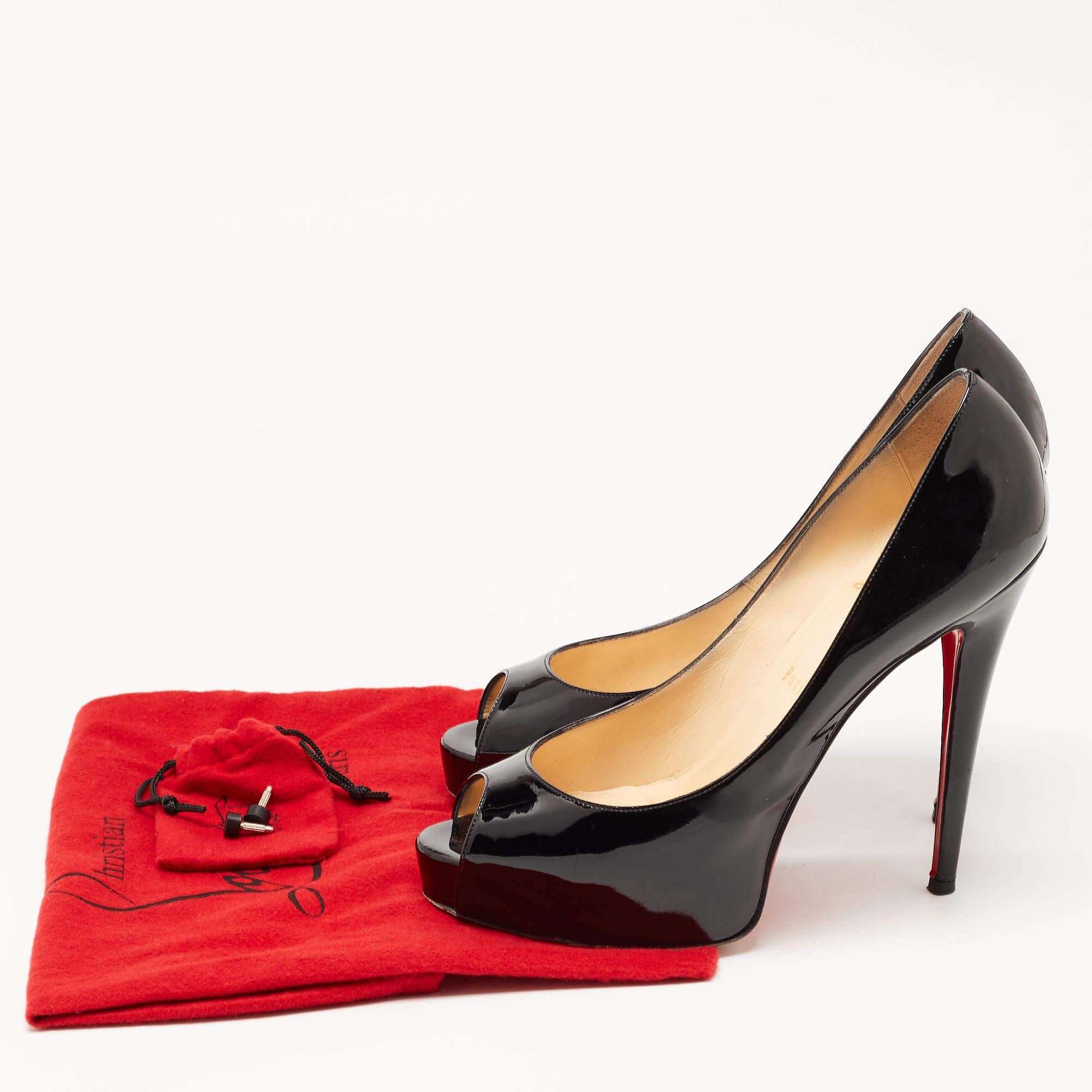Christian Louboutin Black Patent Very Prive Pumps Size 40 For Sale 4