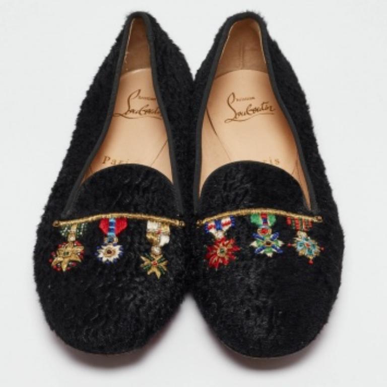 Christian Louboutin Zapatillas de Fumar Dictateur de Piel de Cordero Persa Negras Talla 36.5 Negro en venta