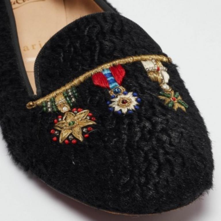 De las mujeres Christian Louboutin Zapatillas de Fumar Dictateur de Piel de Cordero Persa Negras Talla 36.5 en venta