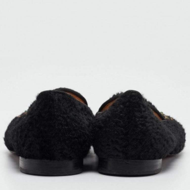 Christian Louboutin Zapatillas de Fumar Dictateur de Piel de Cordero Persa Negras Talla 36.5 en venta 1
