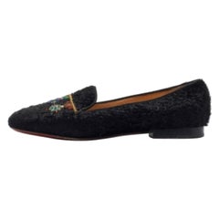 Christian Louboutin Fourrure d'agneau persane noire Dictateur Smoking Slippers Size 36.5