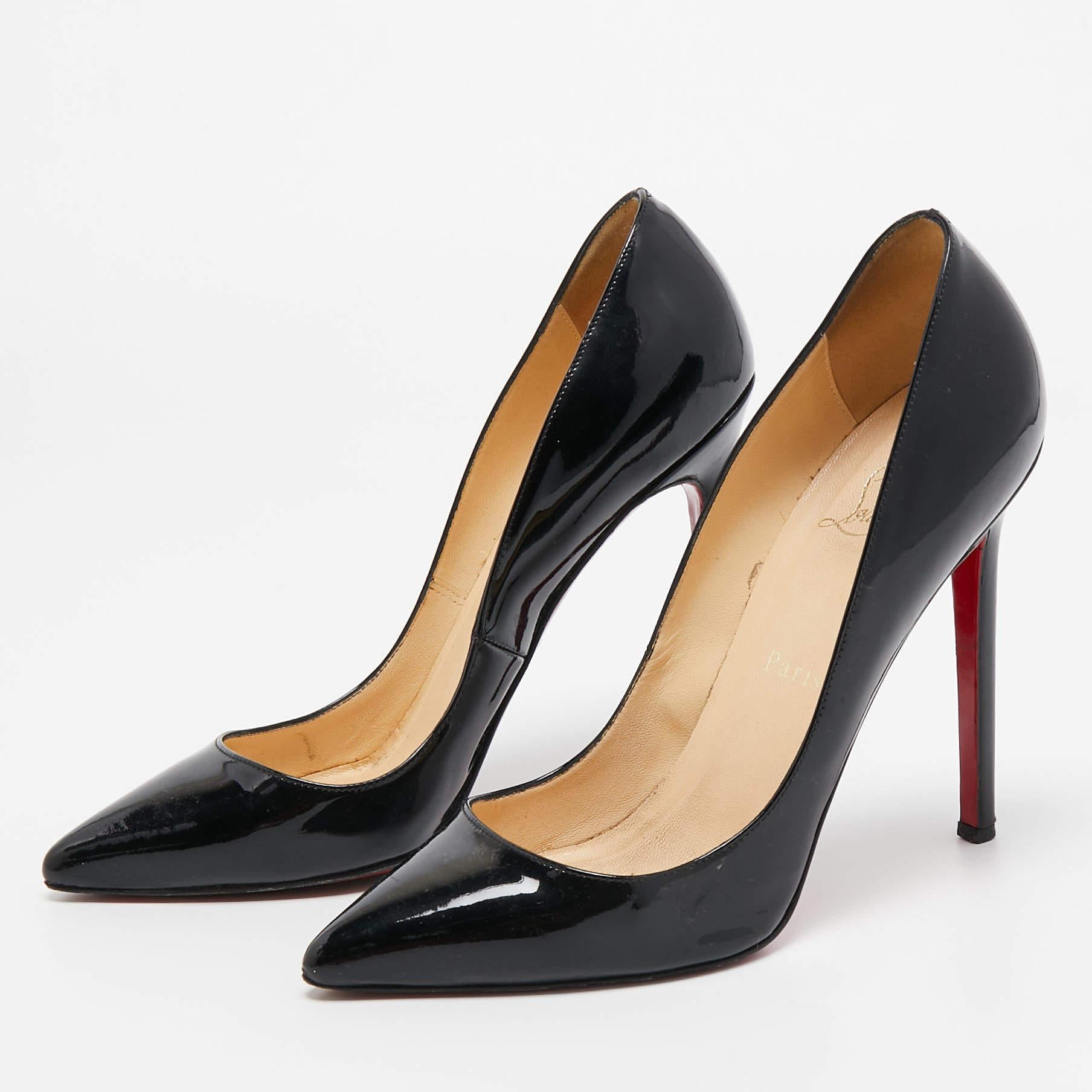 Christian Louboutin Black Pigalle Pointed Toe Pumps Size 37 In Good Condition For Sale In Dubai, Al Qouz 2