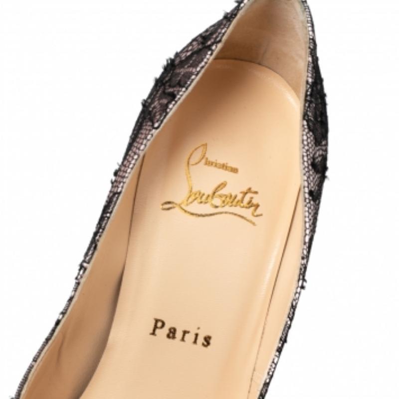Donna Christian Louboutin Pumps Bianca in pizzo e raso nero/rosa misura 35.5 in vendita