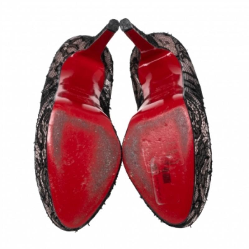 Christian Louboutin Pumps Bianca in pizzo e raso nero/rosa misura 35.5 in vendita 3