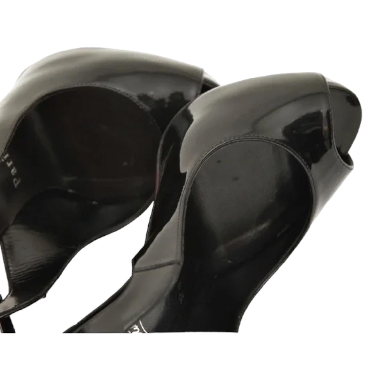 CHRISTIAN LOUBOUTIN Black Platform Heels Patent Leather Hot Chick Alter 120 37.5 For Sale 6