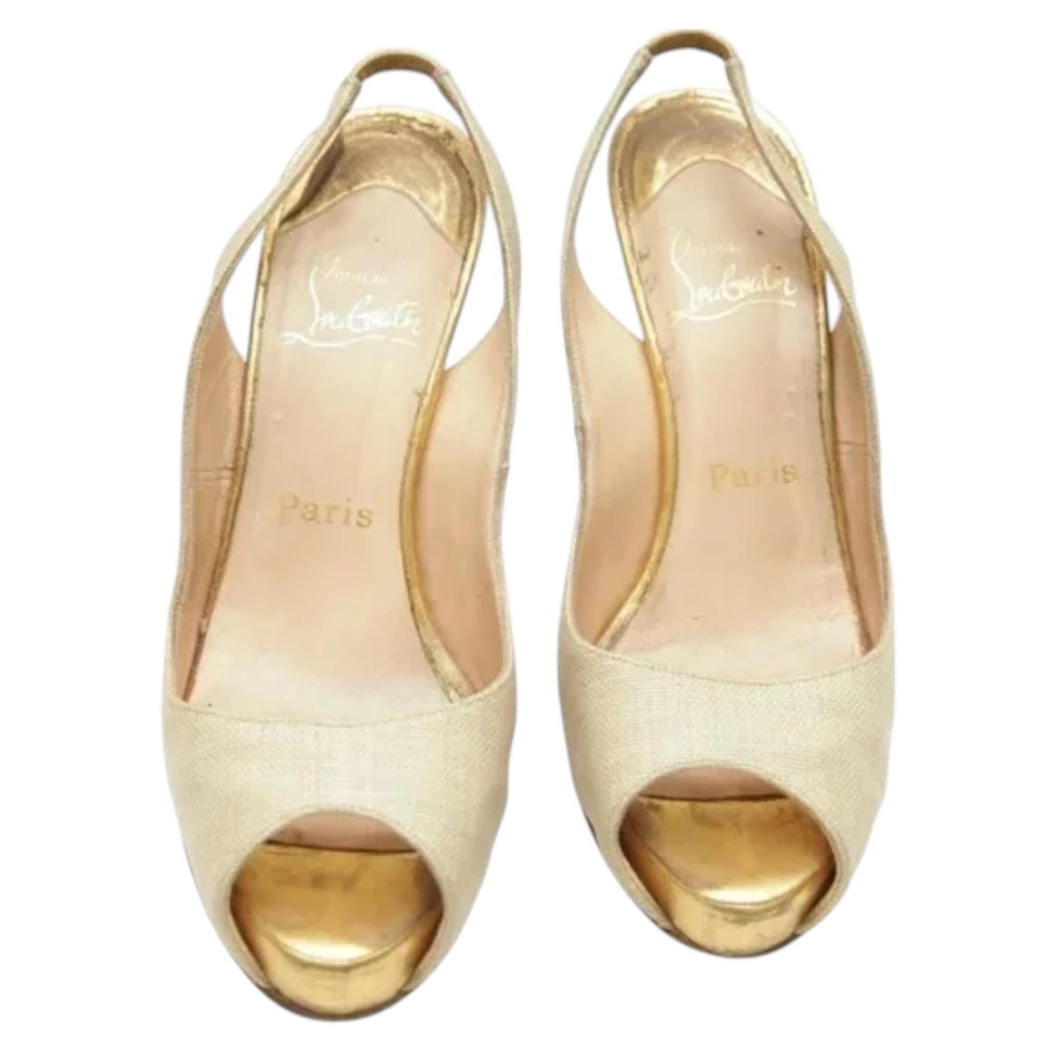 Women's CHRISTIAN LOUBOUTIN Black Platform Slingback EXCLU 140 Pumps Satin Heels Sz 38 For Sale