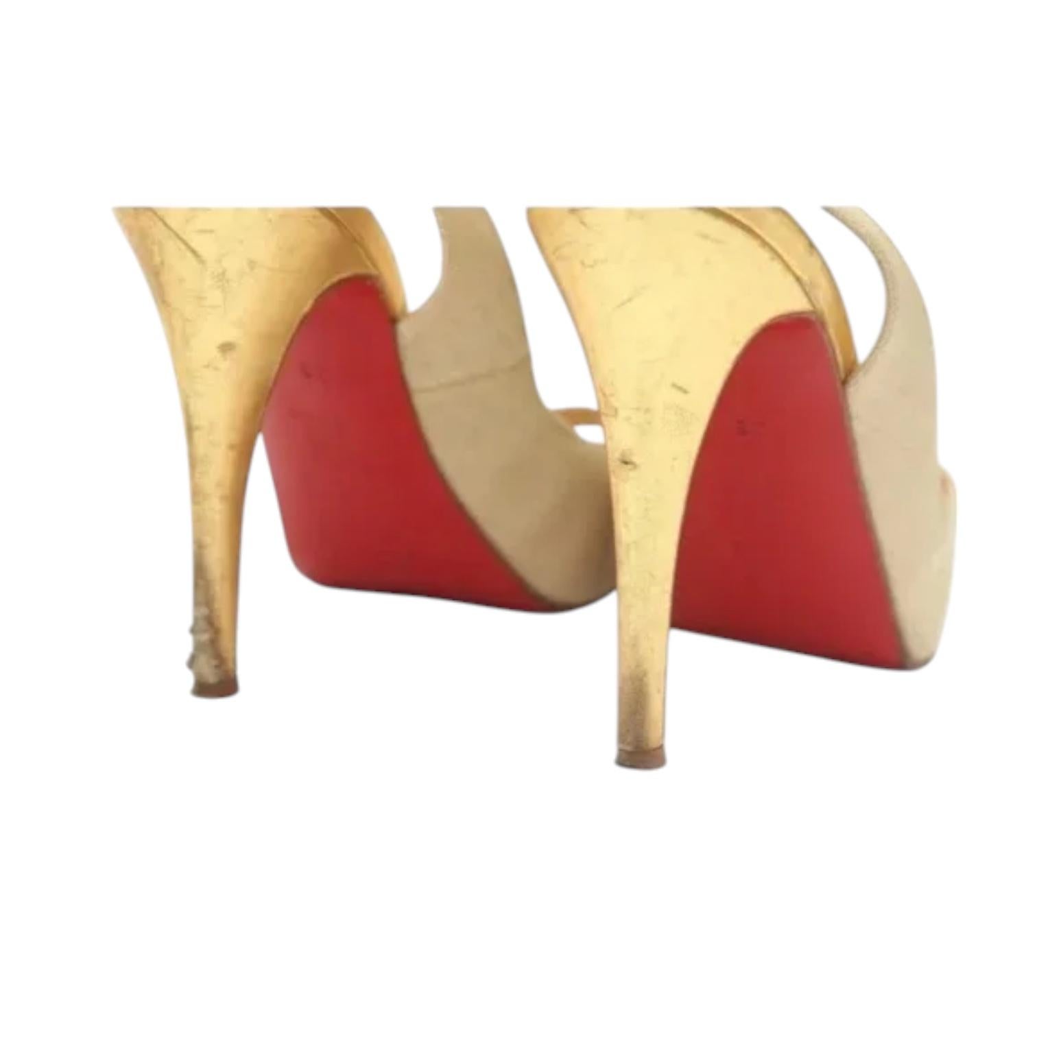 CHRISTIAN LOUBOUTIN Black Platform Slingback EXCLU 140 Pumps Satin Heels Sz 38 For Sale 3
