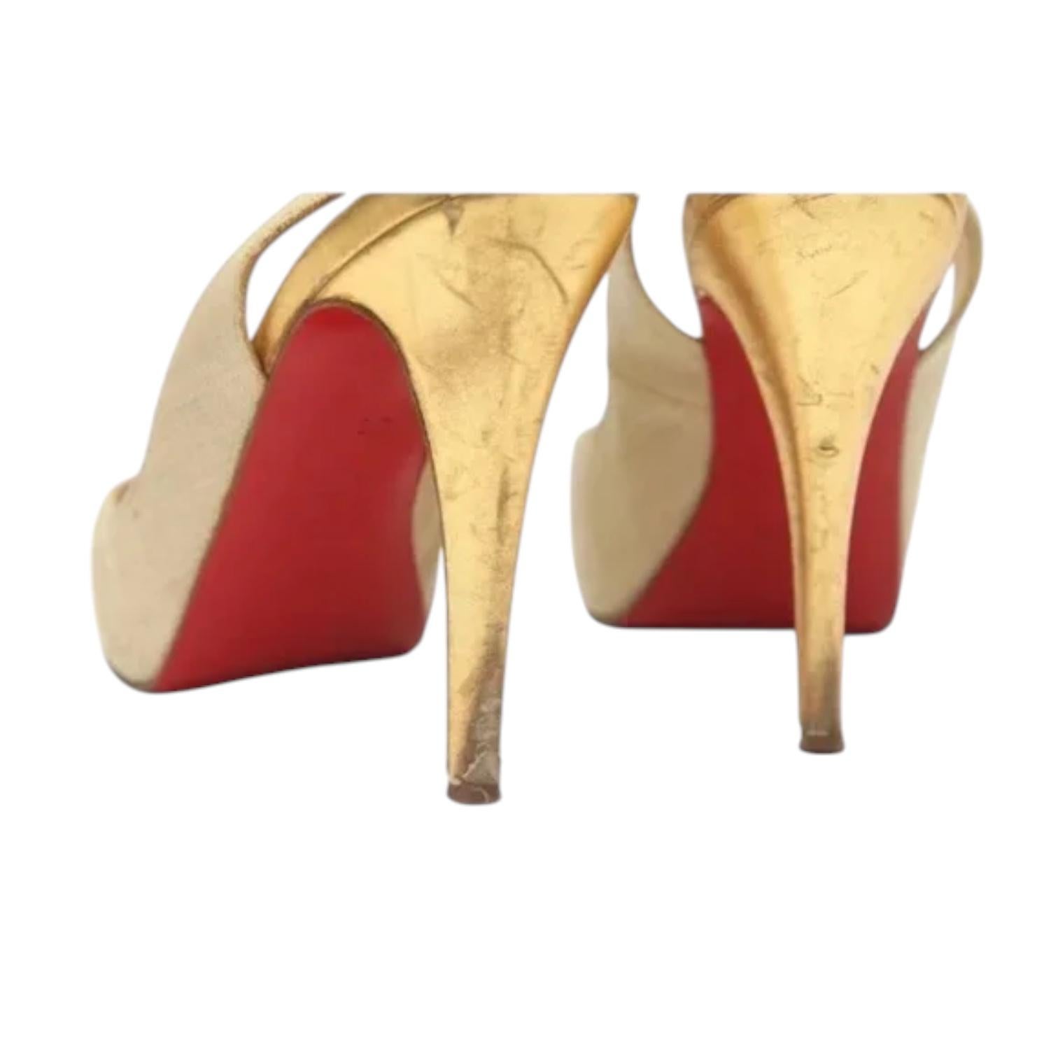 CHRISTIAN LOUBOUTIN Black Platform Slingback EXCLU 140 Pumps Satin Heels Sz 38 For Sale 4