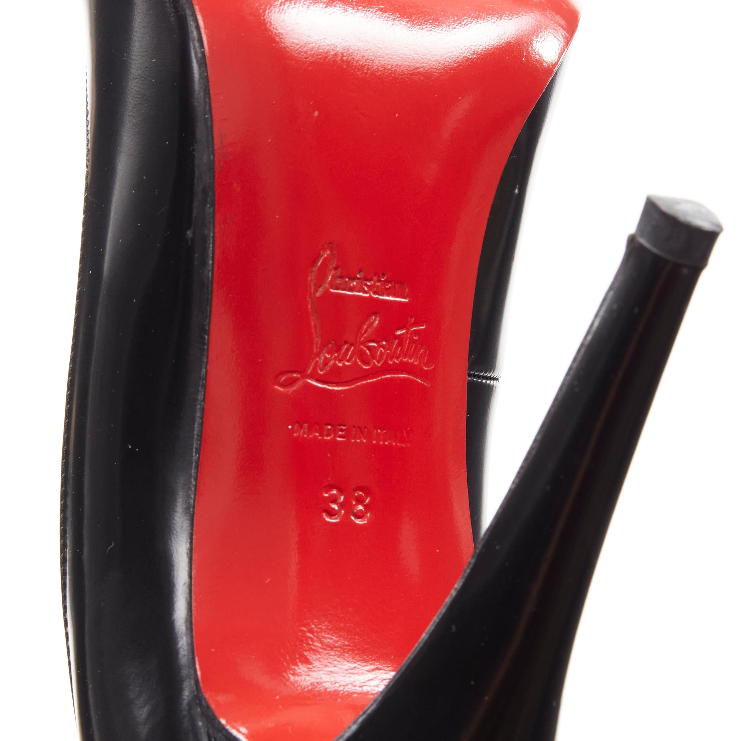 CHRISTIAN LOUBOUTIN black polished leather high heel classic court shoes EU38 3