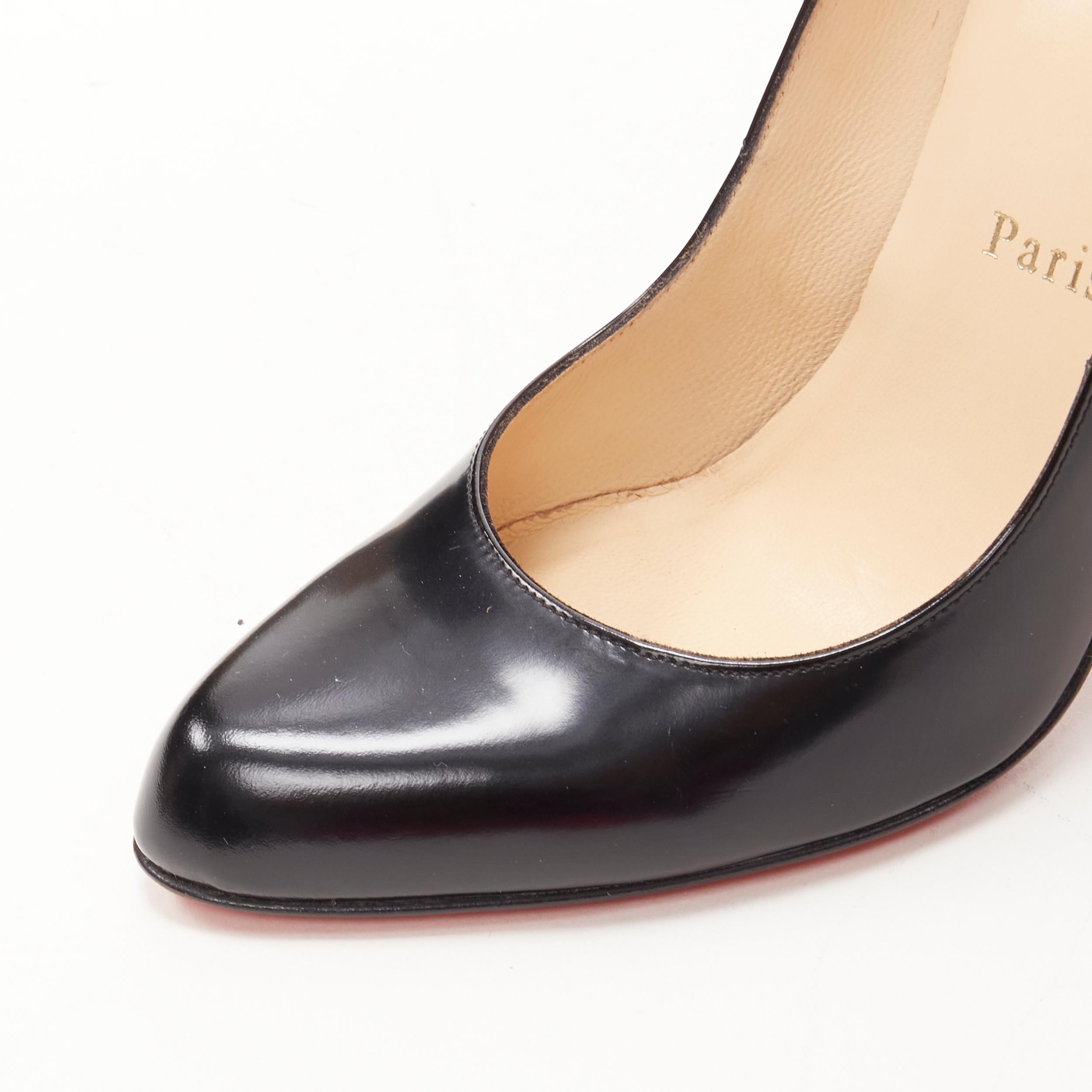 Women's CHRISTIAN LOUBOUTIN black polished leather high heel classic court shoes EU38