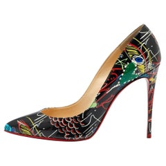 Christian Louboutin Black Printed Patent Leather Pigalle Follies Size 40.5