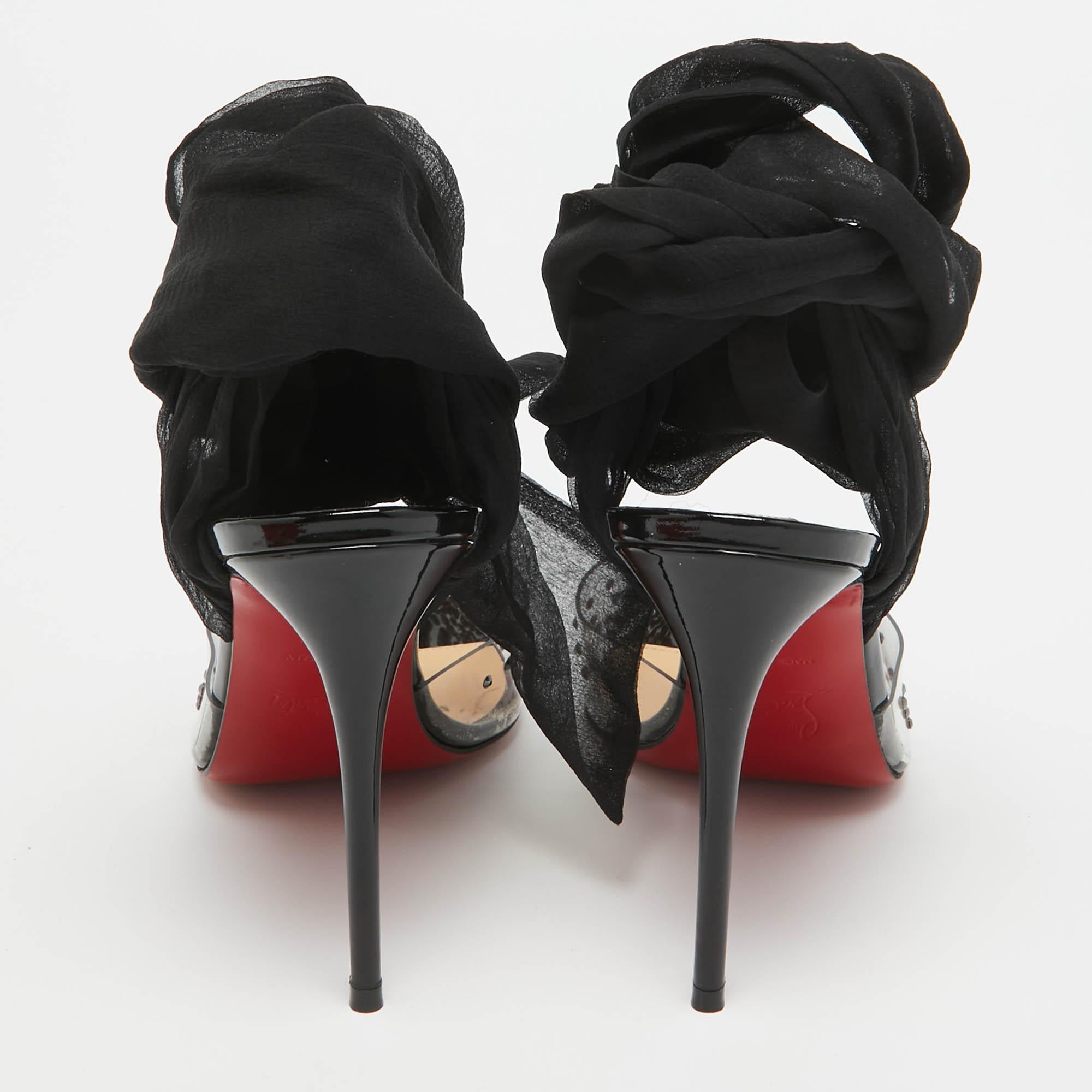 Christian Louboutin Black PVC and Chiffon Miragirl Pumps Size 36 1