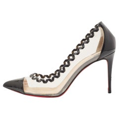 Christian Louboutin Black PVC and Patent Leather Lizabeth Pointed Toe Pumps Size