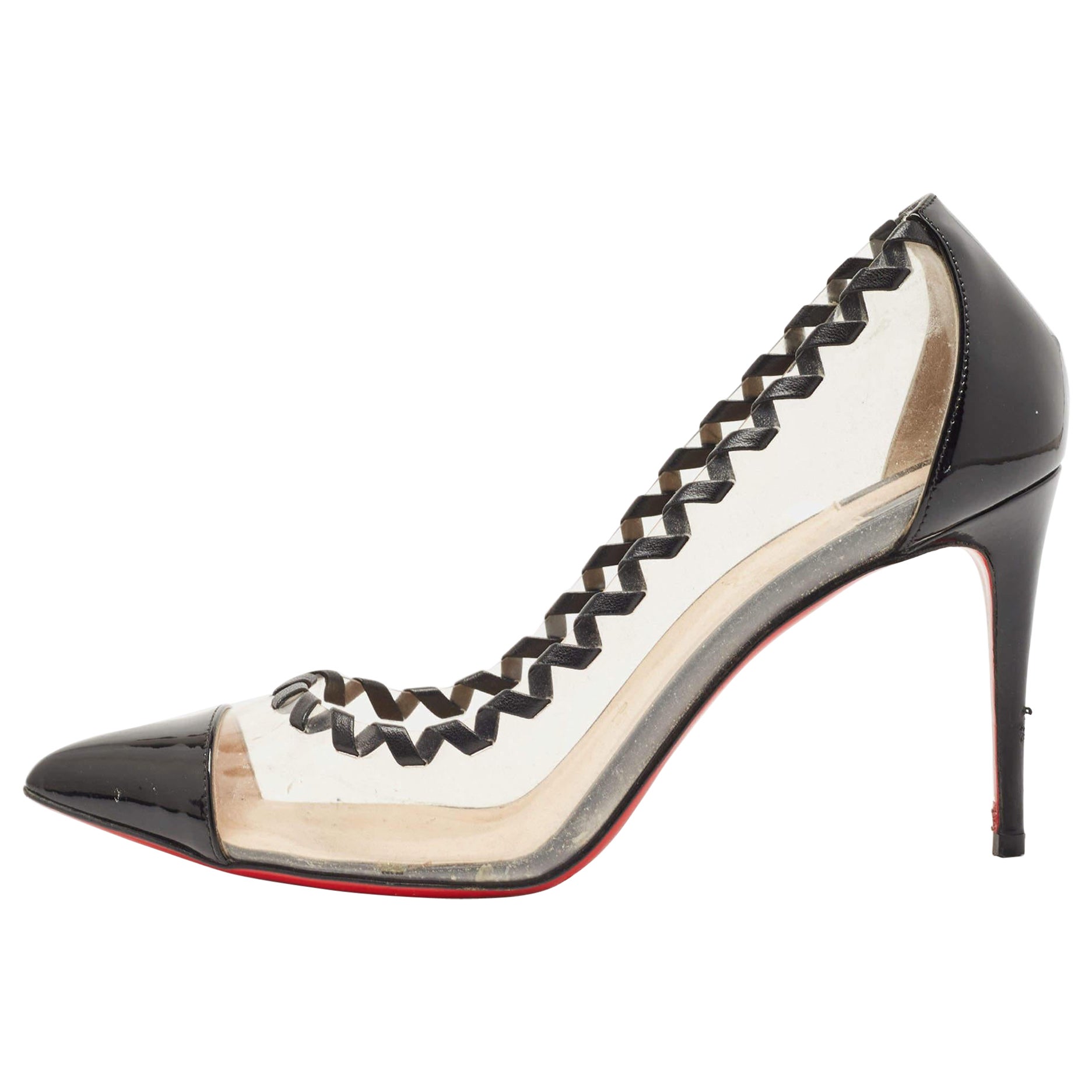 Christian Louboutin Black  PVC  Lizabeth Pointed Toe Pumps Size 38.5