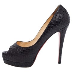 Christian Louboutin - Pitone nero Altadama - Pompe con piattaforma Peep-Toe Taglia 38