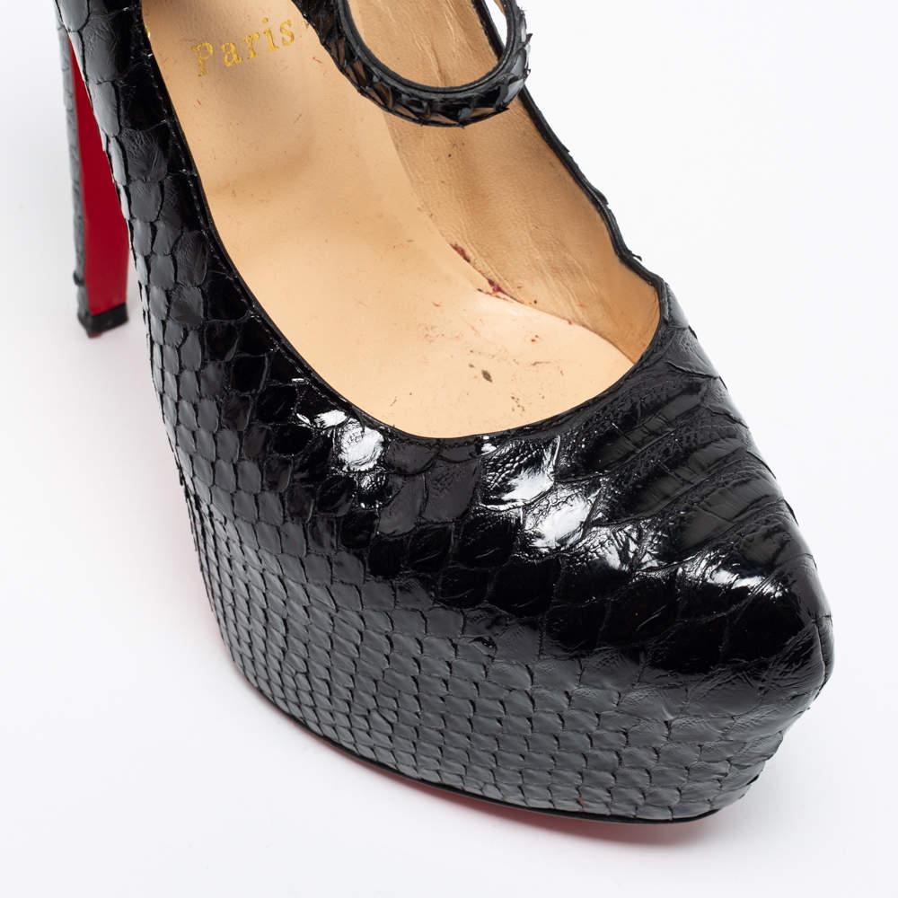 Christian Louboutin Black Python Lady Daf Mary Jane Pumps Size 39.5 For Sale 2