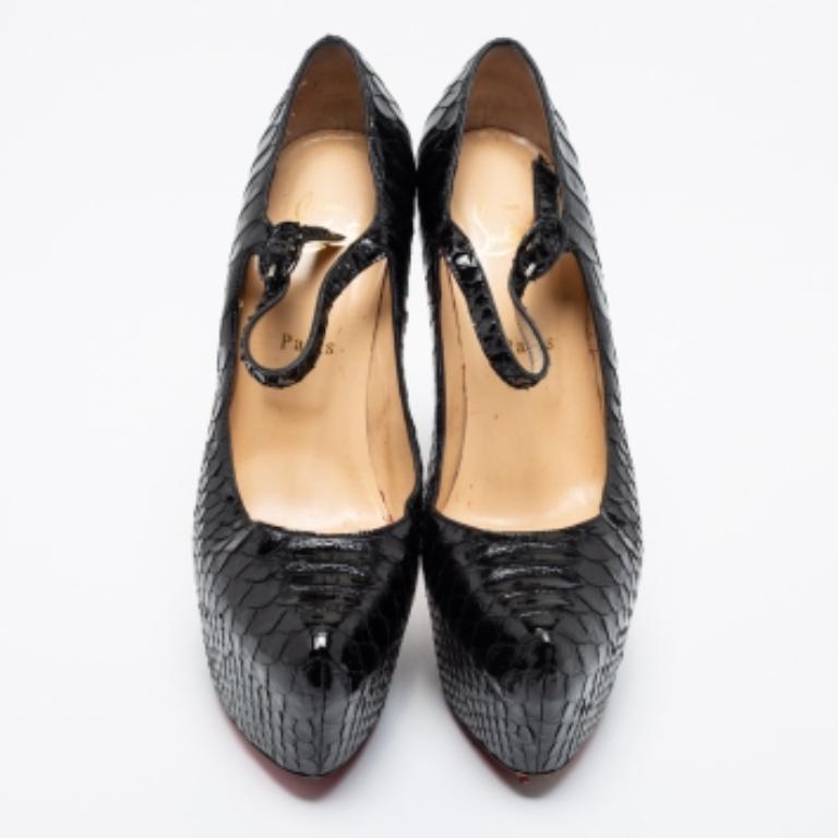 Christian Louboutin Black Python Lady Daf Mary Jane Pumps Size 39.5 For Sale 3